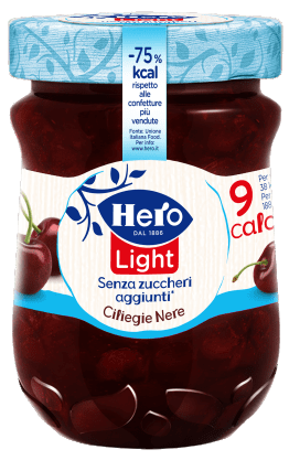 HERO LIGHT JAMS BLACK CHERRY SUGAR FREE 240 GR (8 in a box)