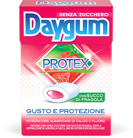 DAYGUM CHEWING GUM PROTEX STRAWBERRY SUGAR FREE 60 GR (20 in a box)