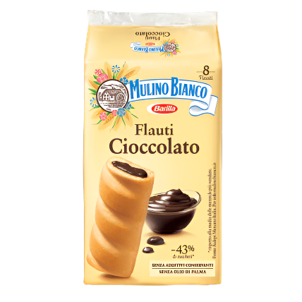 MULINO BIANCO SNACK FLAUTI CHOCOLATE X8 280 GR (12 in a box)