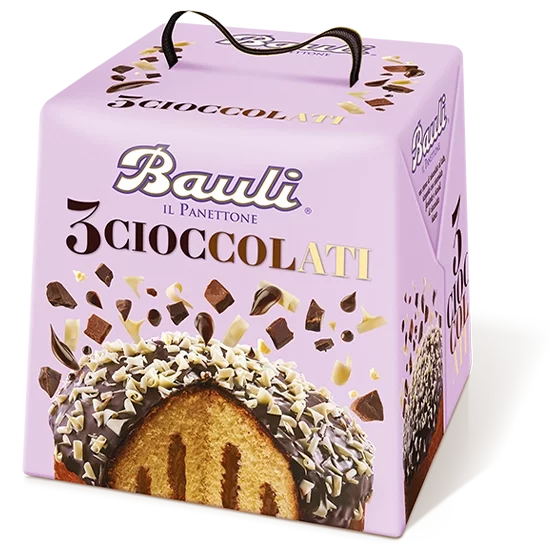 BAULI PANETTONE 3 CIOCCOLATI 750 GR ( 16 in a box)