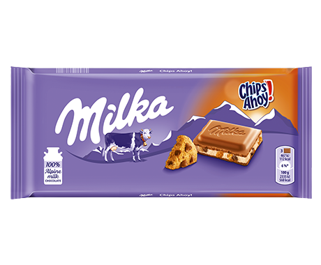 MILKA CHOCOLATE BAR MILK CHIPS AHOY 100 GR (22 in a box)