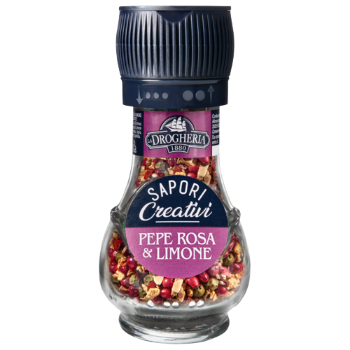 DROGHERIA ALIMENTARE SPICES PINK SALT AND LEMON WITH GRINDING CAP 33 GR (6 in a box)