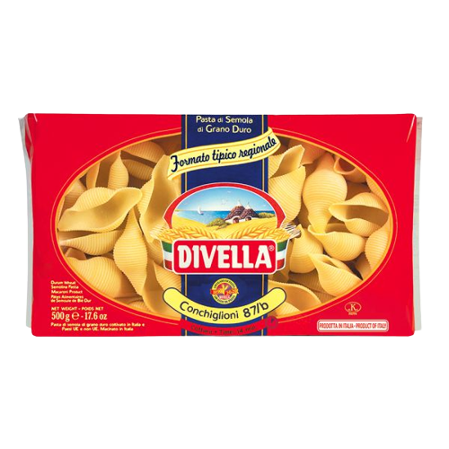 DIVELLA PASTA DI SEMOLA FORMATI SPECIALI CONCHIGLIONI N.87/B 500 GR (12 in a box)