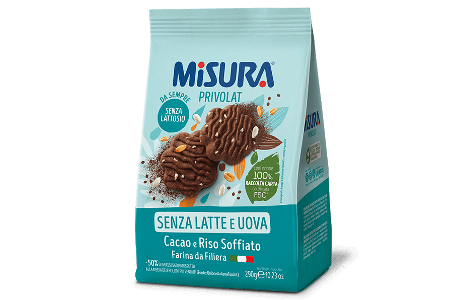 MISURA PRIVOLAT BISCOTTI COCOA AND PUFFED RICE 290 GR (12 in a box)
