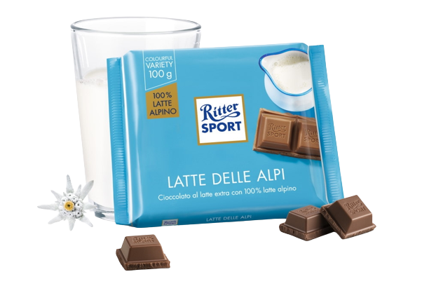 RITTER SPORT CHOCOLATE BAR ALPI 100 GR (12 in a box)