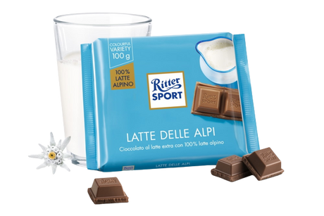 RITTER SPORT CHOCOLATE BAR ALPI 100 GR (12 in a box)