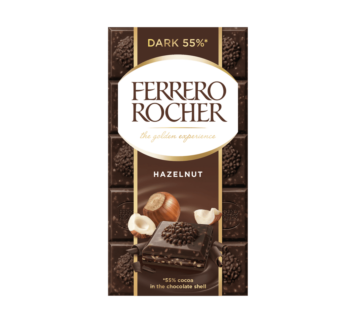 FERRERO ROCHER CHOCOLATE BAR DARK HAZELNUT 55% 90 GR (8 in a box)