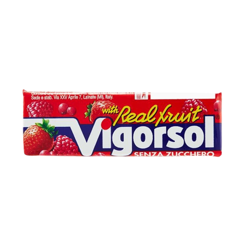 VIGORSOL CHEWING GUM REAL FRUIT SUGAR FREE STICK 54 GR (40 in a box)