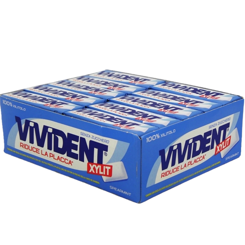 VIVIDENT CHEWING GUM XYLIT SPEARMIT SUGAR FREE STICK 58 GR (40 in a box)