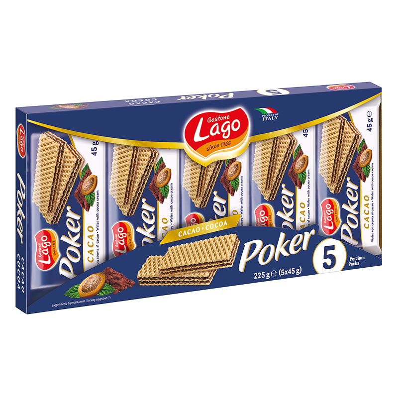 ELLEDI POKER WAFER COCOA X5 225 GR (16 in a box)