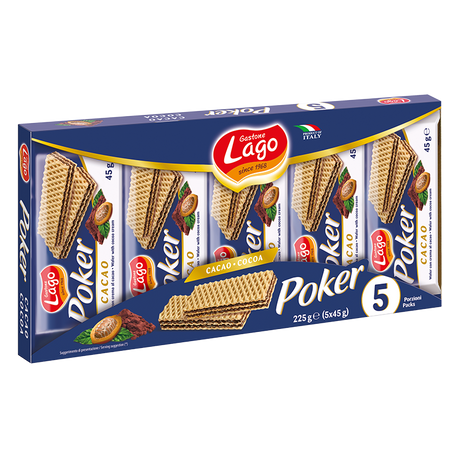 ELLEDI POKER WAFER COCOA X5 225 GR (16 in a box)
